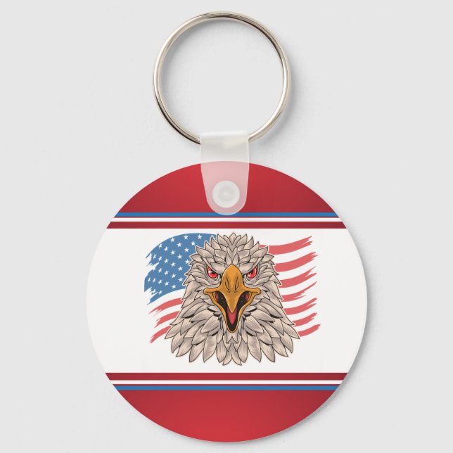 American Flag with an Eagle   Keychain (Front)