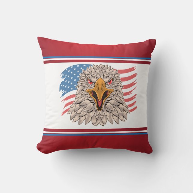 American Flag with an Eagle  Throw Pillow (Front)