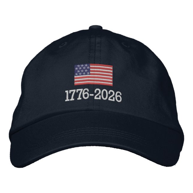 American Flag with Area to Add Text Embroidered Baseball Cap (Front)