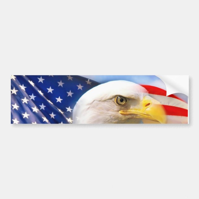 American Flag with Bald Eagle Bumper Sticker (Front)