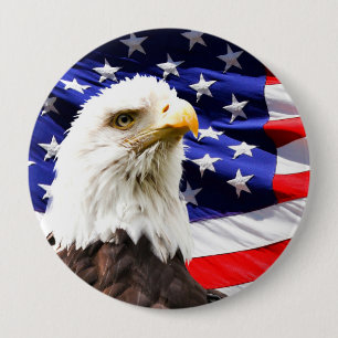 American Flag with Bald Eagle Button