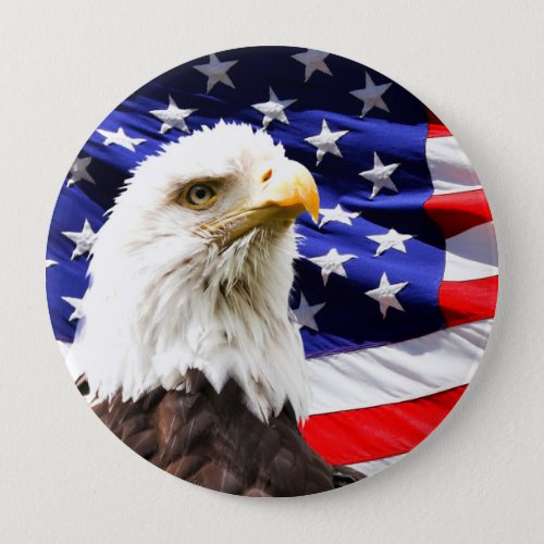 American Flag with Bald Eagle Button