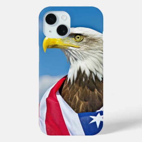 American Flag With Bald Eagle iPhone 15 Case