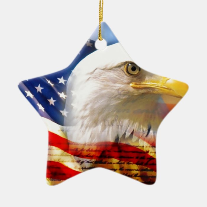 American Flag with Bald Eagle Christmas Ornament