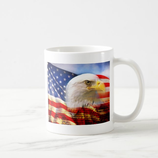 American Flag with Bald Eagle Coffee Mug (Right)
