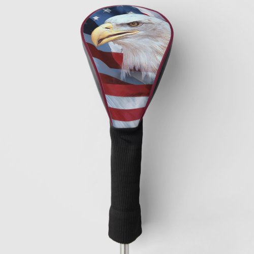 American Flag with Bald Eagle Golf Head Cover