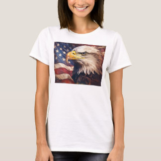 American Flag with Bald Eagle Head T-Shirt