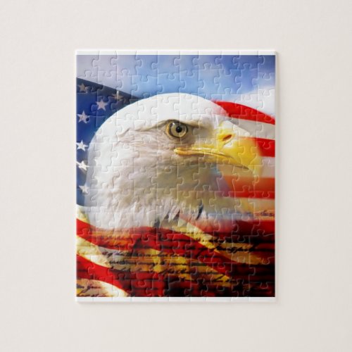 American Flag with Bald Eagle Jigsaw Puzzle