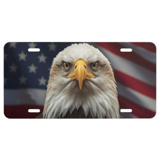 American Flag with Bald Eagle License Plate