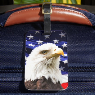 American Flag with Bald Eagle Luggage Tag