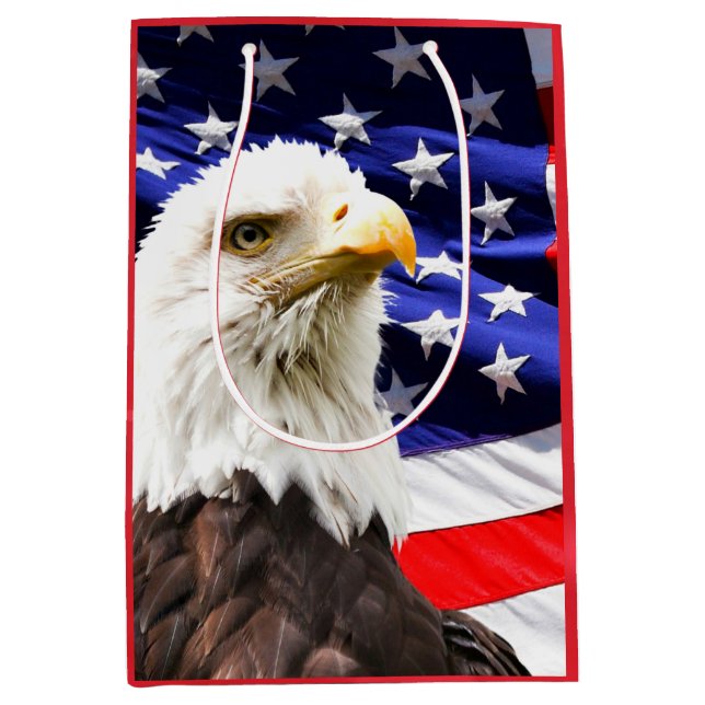 American Flag with Bald Eagle Medium Gift Bag (Front)