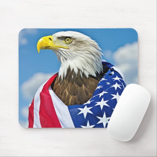 American Flag With Bald Eagle Mouse Pad