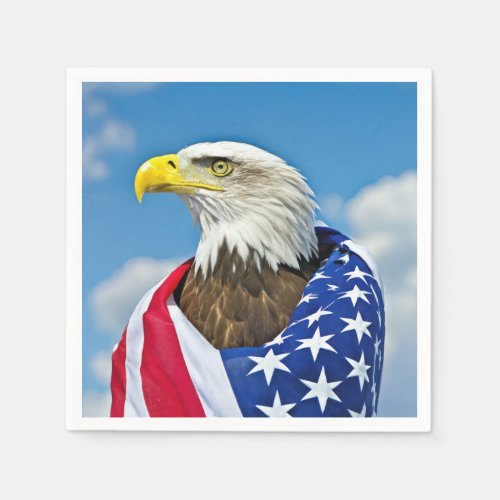 American Flag With Bald Eagle Napkins