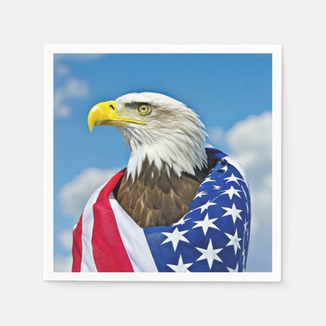 American Flag With Bald Eagle Napkins (Front)