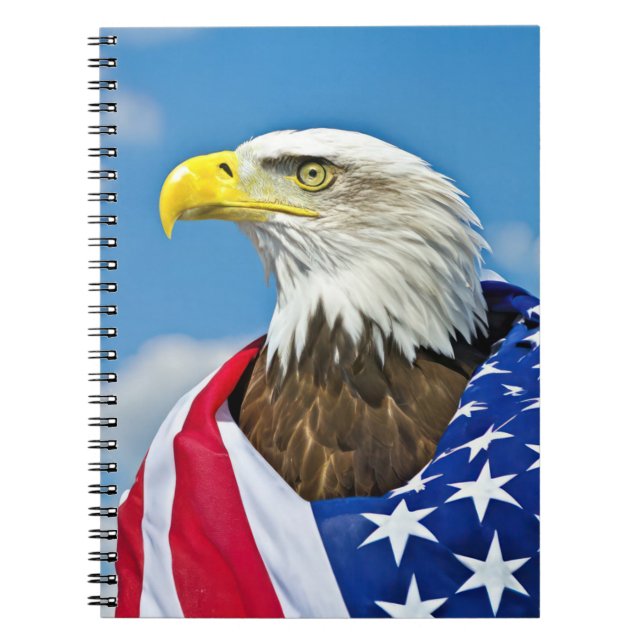 American Flag With Bald Eagle Notebook (Front)
