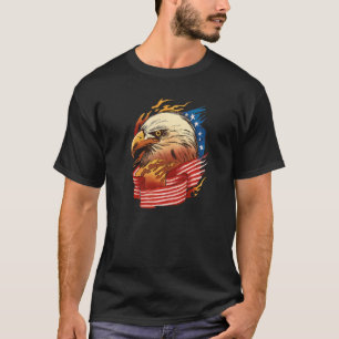 American Flag With Bald Eagle On Fire T-Shirt