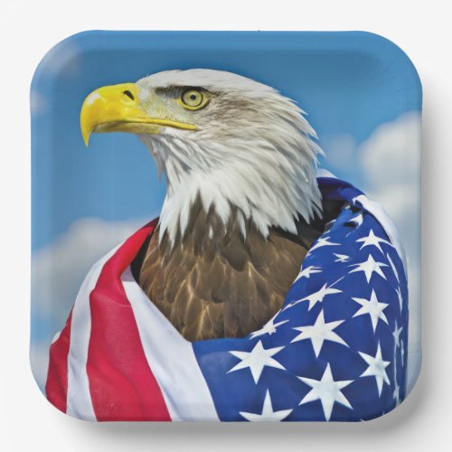 American Flag With Bald Eagle Paper Plates