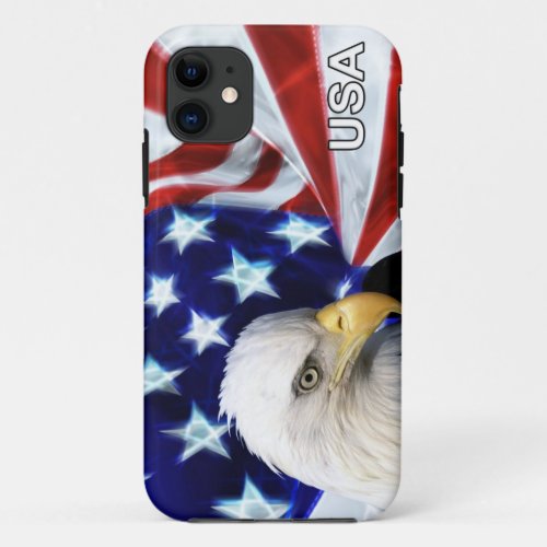 American Flag with Bald Eagle Patriotic iPhone 11 Case