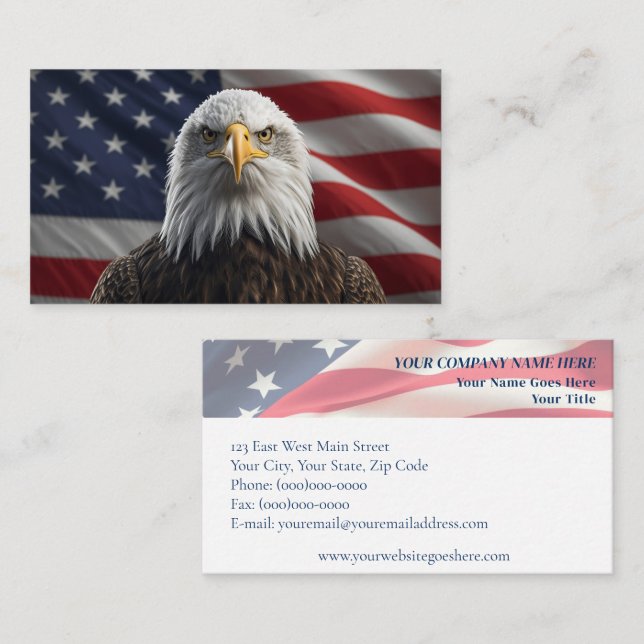 American Flag with Bald Eagle Professional Business Card (Front/Back)