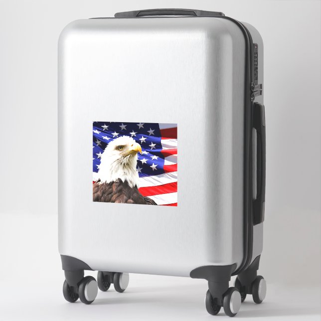 American Flag with Bald Eagle Sticker (Suitcase)