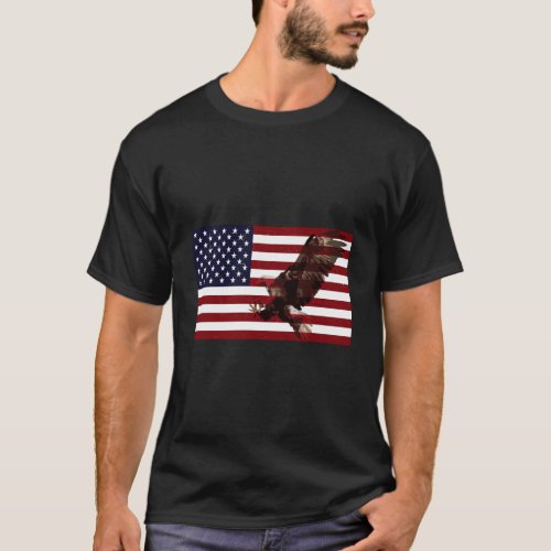 American Flag With Bald Eagle T_Shirt