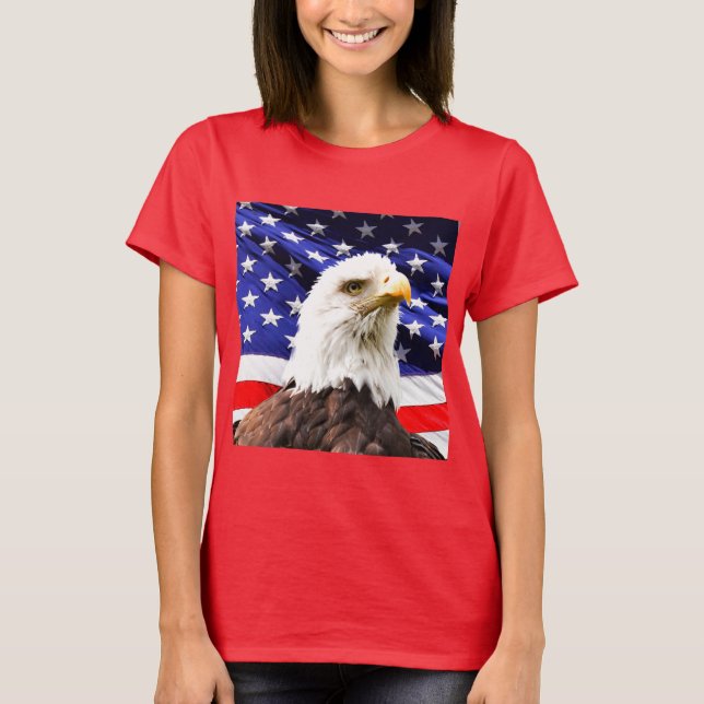 American Flag with Bald Eagle T-Shirt (Front)