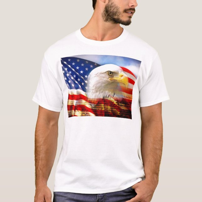 American Flag with Bald Eagle T-Shirt (Front)