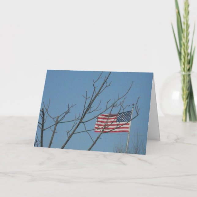“American Flag with Branches” Sympathy Card (Front)