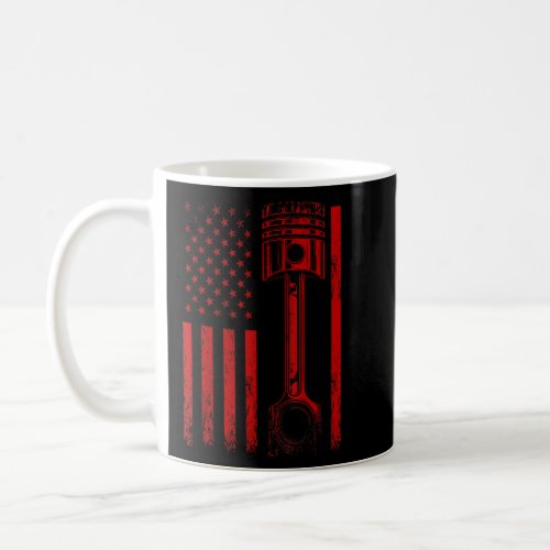 American Flag With Car Engine Piston   Graphic Des Coffee Mug