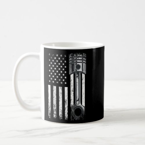 American Flag With Car Engine Piston  Graphic Desi Coffee Mug