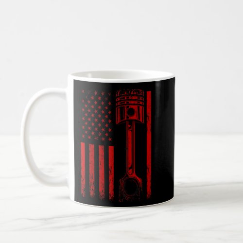 American Flag With Car Engine Piston Novelty Graph Coffee Mug