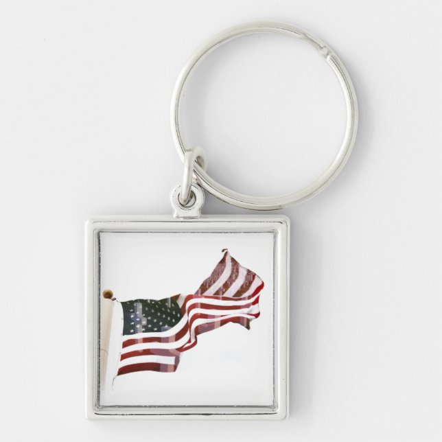 American Flag with Crosses Keychain (Front)