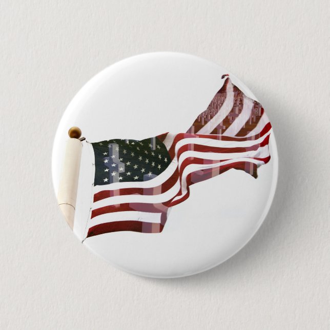 American Flag with Crosses Pinback Button (Front)