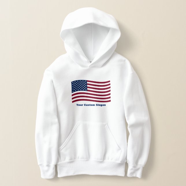 American Flag with Custom Slogan Hoodie (Laydown)