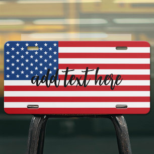 American Flag with Custom Text License Plate