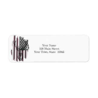 American Flag With Deer Label