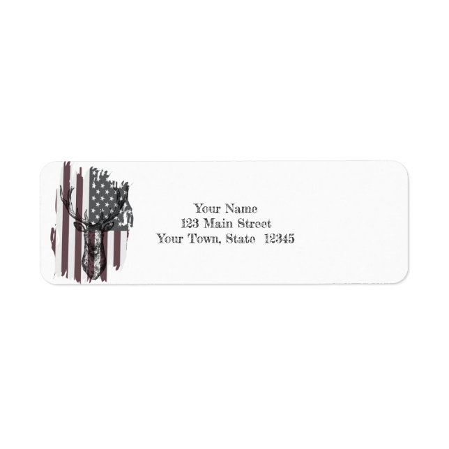 American Flag With Deer Label (Front)
