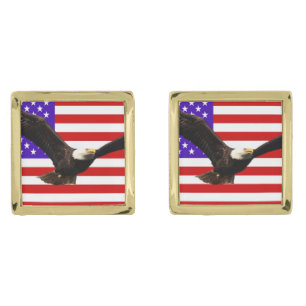 American flag with eagle USA Cufflinks