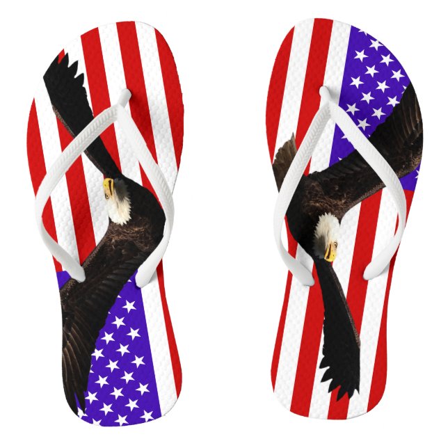 American flag with eagle USA Flip Flops (Footbed)