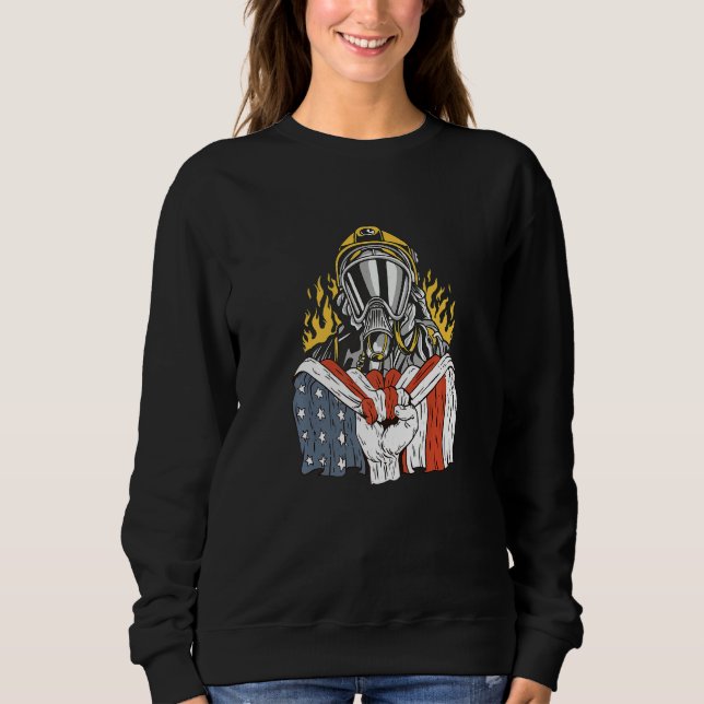 American Flag with Firefighter Premium Sweatshirt (Front)