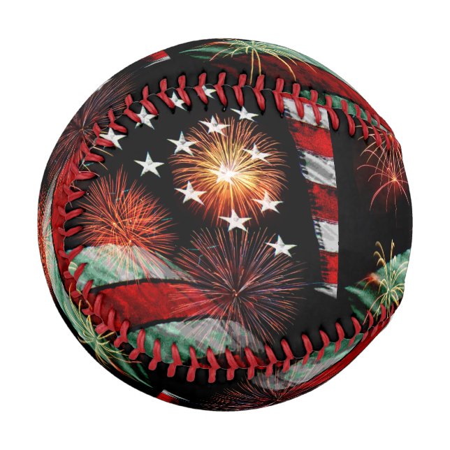 American flag with fireworks baseball (Front Left)