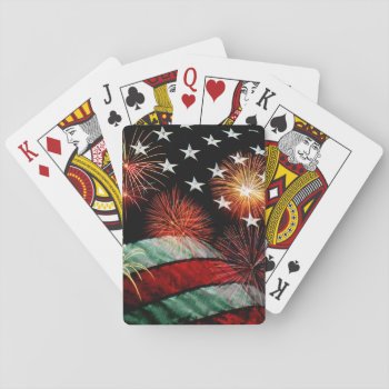 American Flag With Fireworks Playing Cards by deemac2 at Zazzle
