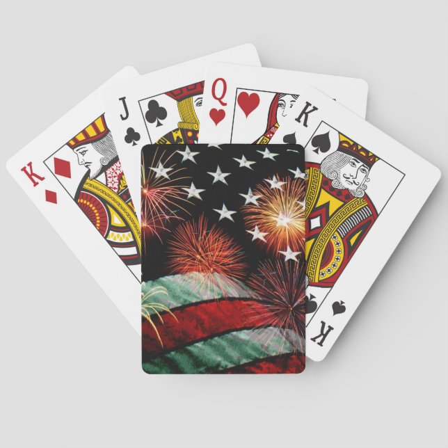 American flag with fireworks poker cards (Back)
