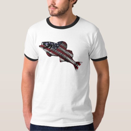American flag with fishing  T_Shirt