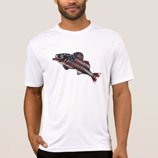 American flag with fishing 🎣 T-Shirt (Front)