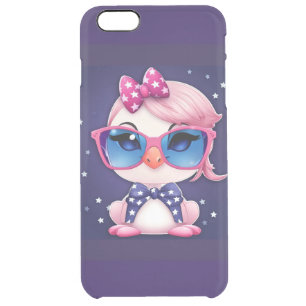 American Flag with Flamingo Cartoon-14484 Clear iPhone 6 Plus Case