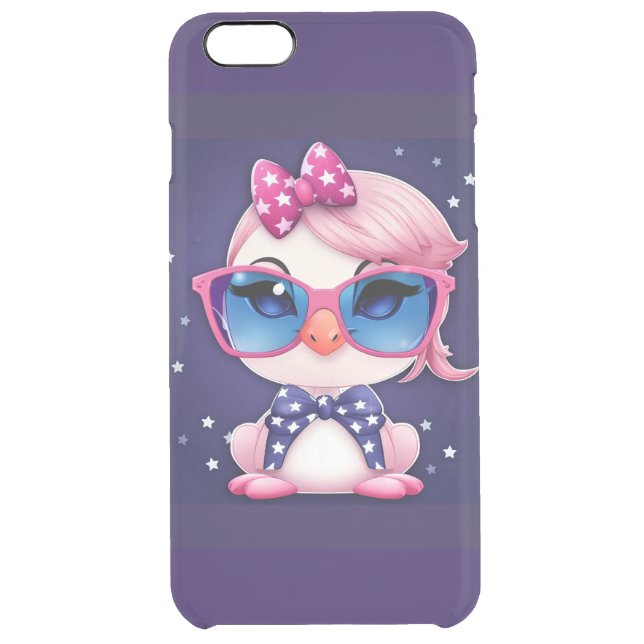 American Flag with Flamingo Cartoon-14484 Uncommon iPhone Case (Back)