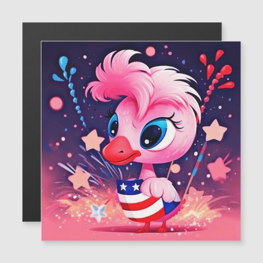 American Flag with Flamingo Cartoon-69216 (Front/Back)