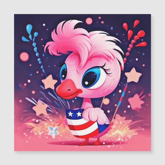American Flag with Flamingo Cartoon-69216 (Front)