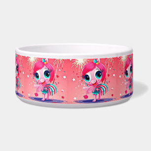 American Flag with Flamingo Cartoon-69217 Bowl